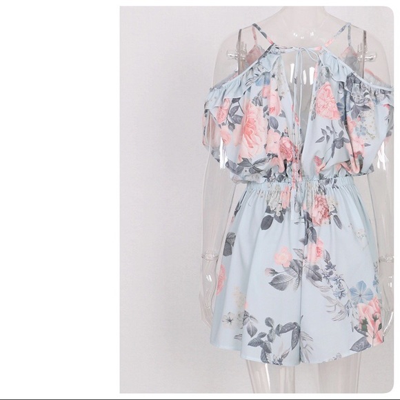 ❥Pretty loose fit elastic waist blue floral - Picture 4 of 7